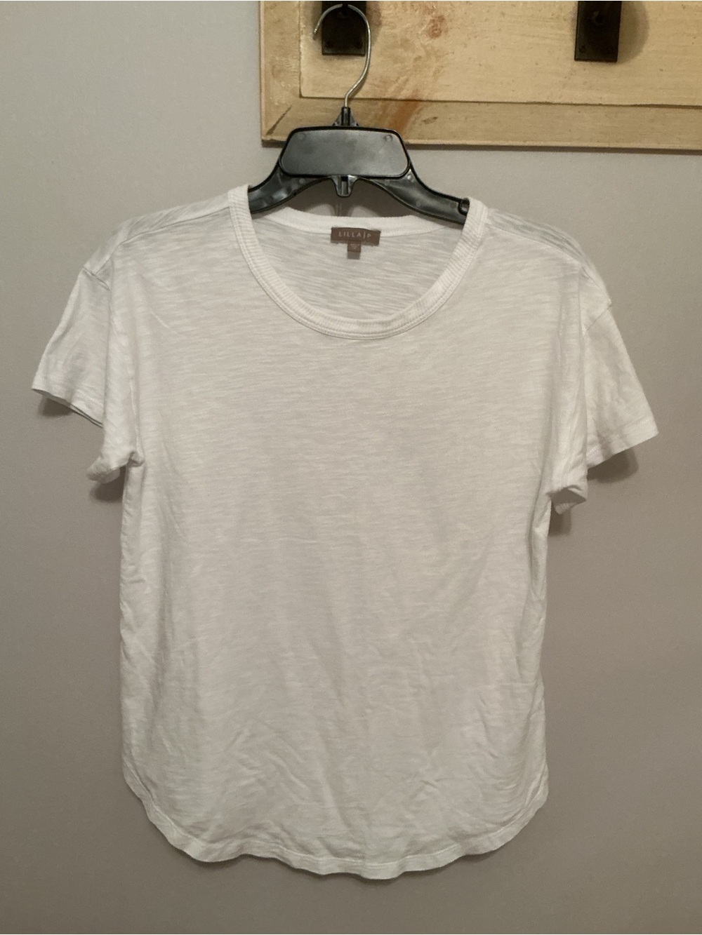 Lilla P White Short-Sleeve Relaxed Crewneck Slub Tee, Small